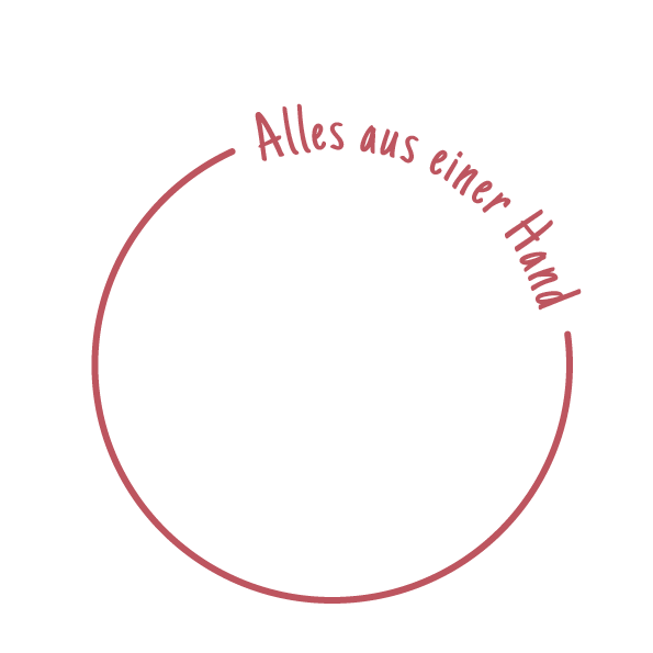 Grafik Kreis mit Schriftzug "Alles aus einer Hand"